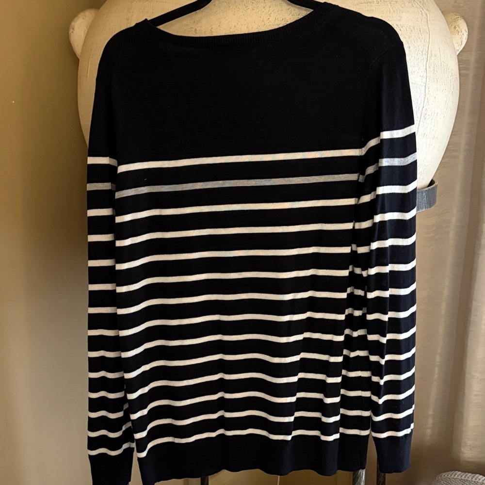 Amazon Essentials Women's Black and White Striped Crewneck Sweater - Picture 3 of 3